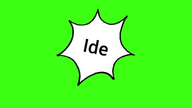 Simple graphic with the word Ide in a speech bubble on a green background.