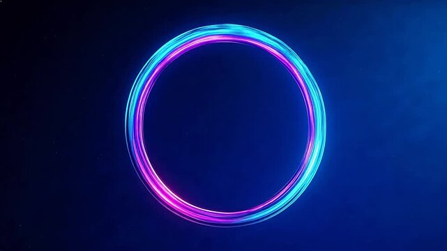 Neon glowing circle on dark background