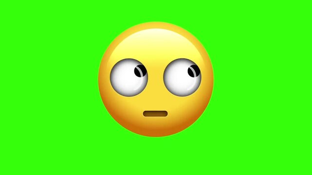 Animated Rolling Eyes Disapproving Face Emoji Green Screen