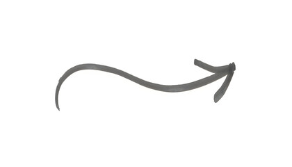 Fototapeta premium Curved grey arrow pointing to the right on a white background, representing direction or a path