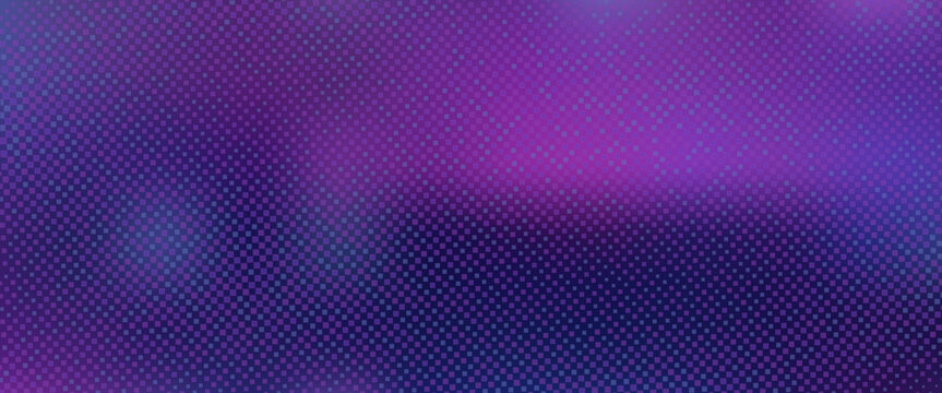 Purple abstract pixel texture bg video screen. Tv pattern background with square noise effect. Futuristic broadcast neon gradient banner for television. Modern vhs led static display element