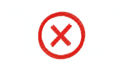 Obraz premium A simple red cross mark inside a red circle, representing a negation or rejection symbol