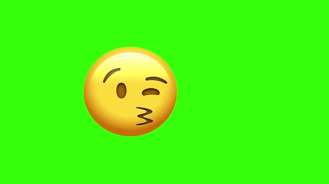 3D Animated Face Blowing a Kiss Emoji (Green Screen)