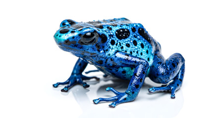 Obraz premium Blue Poison Dart Frog Isolated on White Background Dendrobates Azureus