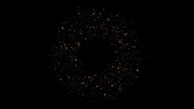 Golden glitter circle Festive luxury circle sparkling light shine. special events awards ceremony. glittering ring, light sparks bokeh effect party Festive celebration decoration parties, events 3D