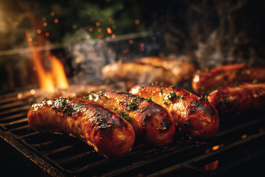 Fumegante churrasco de lingui&ccedil;a toscana, assada na churrasqueira a brasa.	
