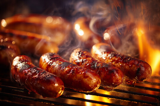 Fumegante churrasco de lingui&ccedil;a toscana, assada na churrasqueira a brasa.	
