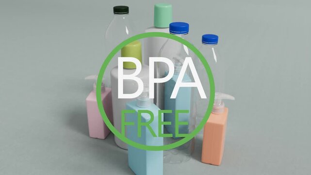 BPA Free Label Displayed Over Various Plastic Containers