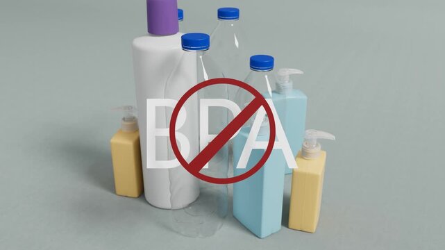 BPA Free Circular Green Badge On Colorful Plastic Bottles