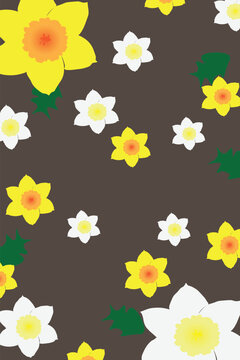 Minimal Seamless Daffodil (Narcissus) Floral Pattern Vector. A clean seamless floral pattern featuring daffodil (narcissus) flowers in a minimal vector style.