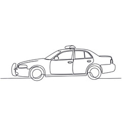 Obraz premium Minimalist police car line drawing, single continuous line art, law enforcement vehicle
