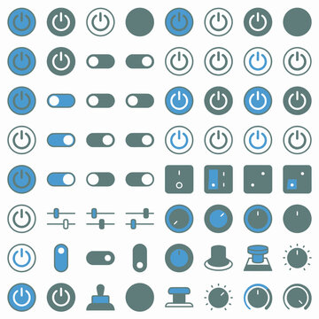 Power button icons switch symbols and electronic controls vector set
