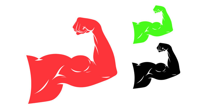 Flexing Biceps Muscles - Strength, Power, and Fitness Icons