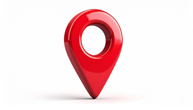 High Quality 3D Rendered Red Location Pin Icon for Digital Maps and Navigation Systems
