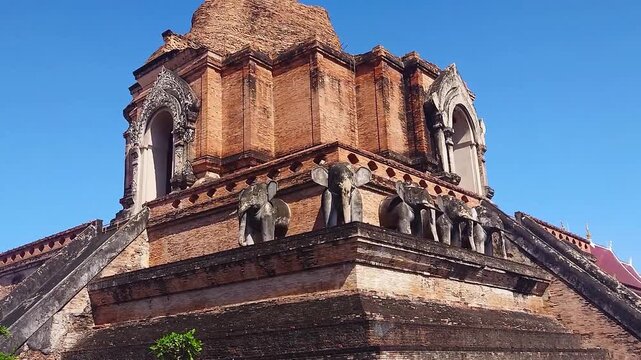 Ancient Wat Chedi Luang Temple in Chiang Mai Thailand