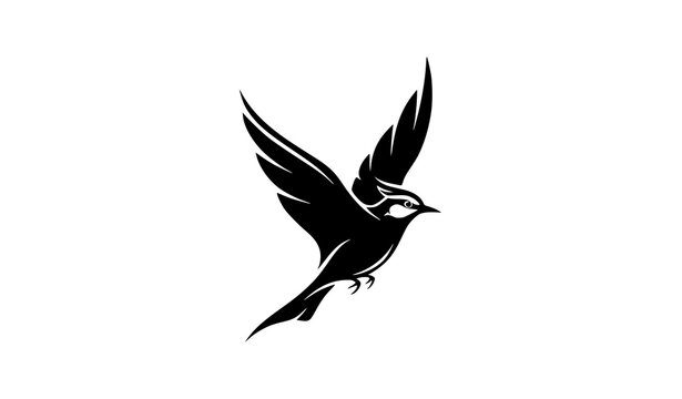 Abstract flying lark bird silhouette modern vector isolated on white background