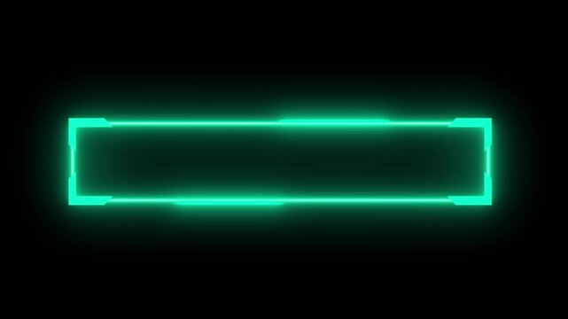 4k Alpha Channel Hud UI GUI Lower Third Futuristic Banner Frame, user interface frame animation, neon hologram, Loop, tech screen for title, with neon light effect