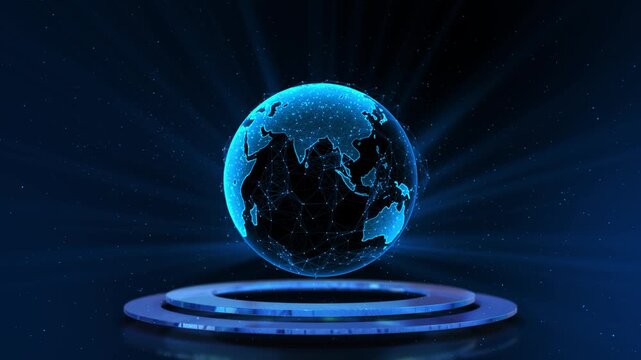 Blockchain crypto money internet of things IOT. Speed online news Earth Security 4K Cyber Futuristic Worldwide Business Global 3D World trade map of 5G smart deep tech space AI big data fintech web3