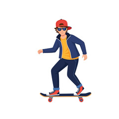 Obraz premium Young skateboarder performing tricks in urban setting