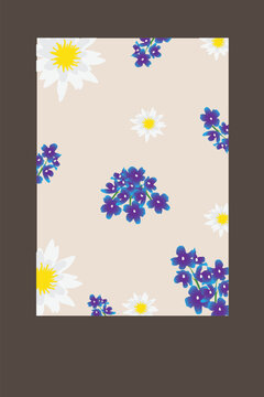 Soft Pastel Larkspur and Water Lily (Lotus) Floral Pattern on Light Background, Elegant Minimal Seamless Design
