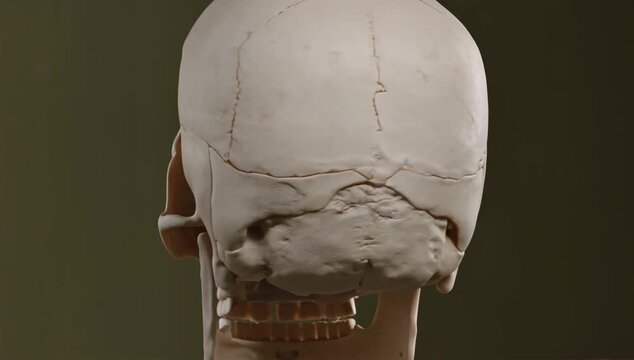 頭蓋骨に時計の針を通した時間の象徴、アイボリーの質感を生かした3D