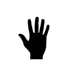 Obraz premium Black Silhouette of an Open Human Hand with Spread Fingers