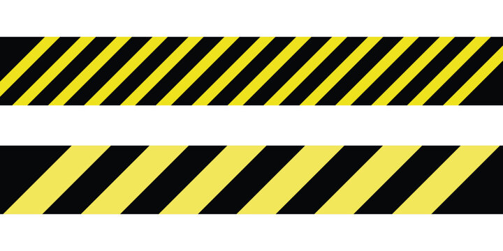 Yellow and black diagonal warning stripe tape pattern safety caution border design.  Safety stripe warning caution hazard danger road vector sign symbol. Vector illustration. Eps10
