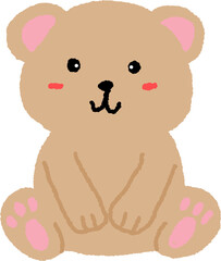 Fototapeta premium Cute sitting teddy bear doodle style illustration isolated