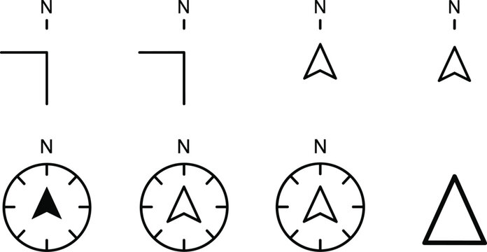 Compass icons and navigation symbols for direction and guidance.