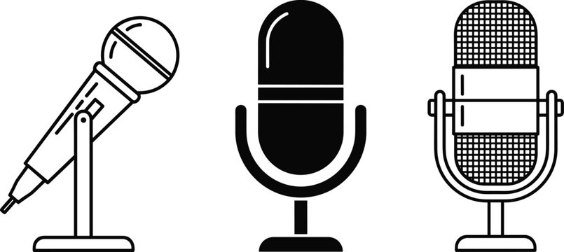 Different microphone icons for recording and broadcasting audio.