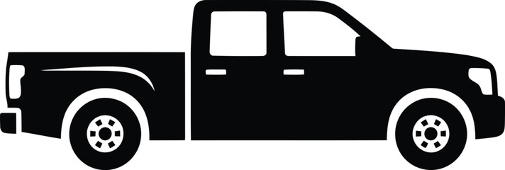 black pickup truck silhouette side view on white background © SAIF820