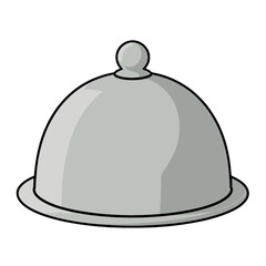 Fototapeta premium Silver Food Cover Dome Icon with Rounded Top