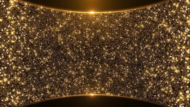 Elegant dance stage with central golden spotlight Gold stage runway arrow lamps spotlight winner award ceremony or product presentation. Realistic 3d abstract show background golden scene light beams.