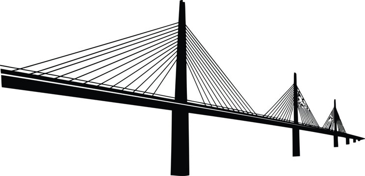 cable stayed bridge with multiple spans and towers, engineering infrastructure