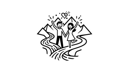 Obraz premium Couple Celebrating Love and Adventure in Nature