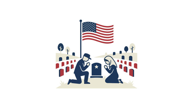 Memorial Day Praying at a Veteran's Grave