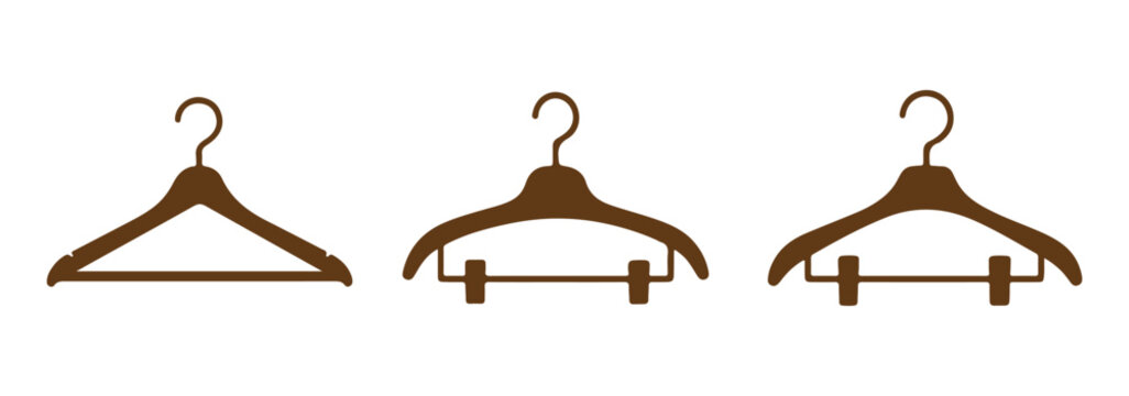 Clothes hanger icon set minimal outline collection