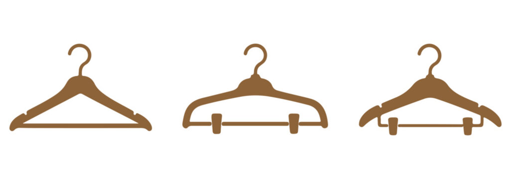 Clothes hanger icon set minimal outline collection