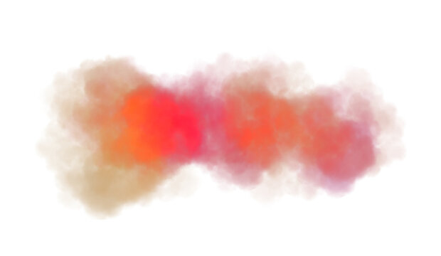 Abstract colorful smoke explosion flow cutout PNG. Colorful clouds, fog and mist vapours cutout. Smoke fog festive. Transparent background.