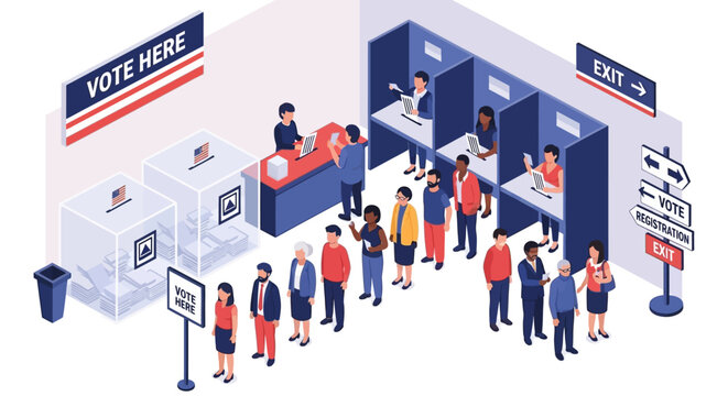 People Lining Up To Vote On Election Day