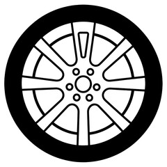 Fototapeta premium Wheel Rim Design Icon with Geometric Pattern