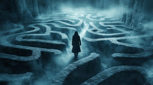 Dark maze with figure
