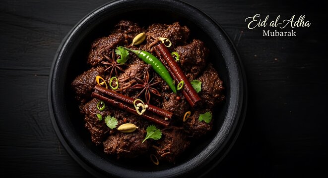 Traditional spiced meat dish prepared for eid al-adha celebration