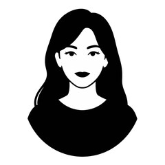 Fototapeta premium Woman Face Portrait Flat Icon with Long Hair