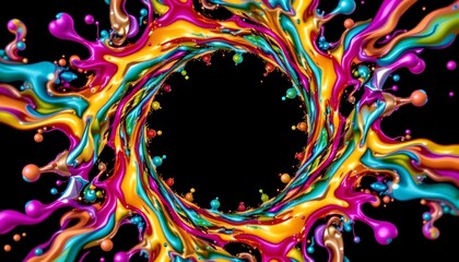 Obraz premium Vibrant Liquid Swirls Circular Motion with Colorful Lighting
