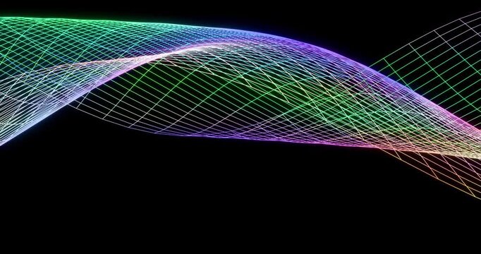 Abstract colorful glowing wave. Cyber digital stylized line art background. 4K 3D rendering loop animation.