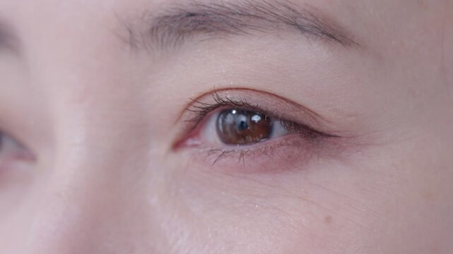 瞬きする女性の目