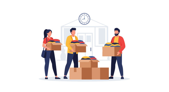 People Loading Boxes in Warehouse for Moving or Storage