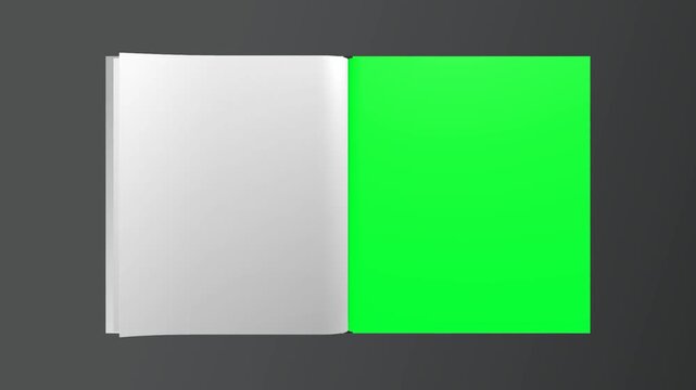 4k 3D Flipping book page curl transition animation being flipped over, Opening book video.