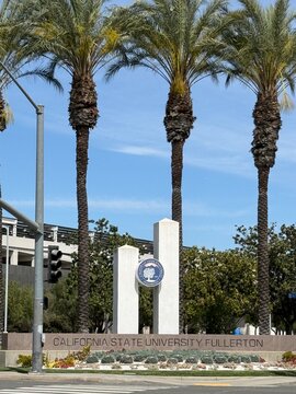 April 5, 2026 - Fullerton, California - USA - Exterior sign at California State Uniersity Fullerton